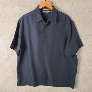 AXIST Shirt Mens XL Black Short Sleeve Button Up Surf Soft Modal Blend Casual